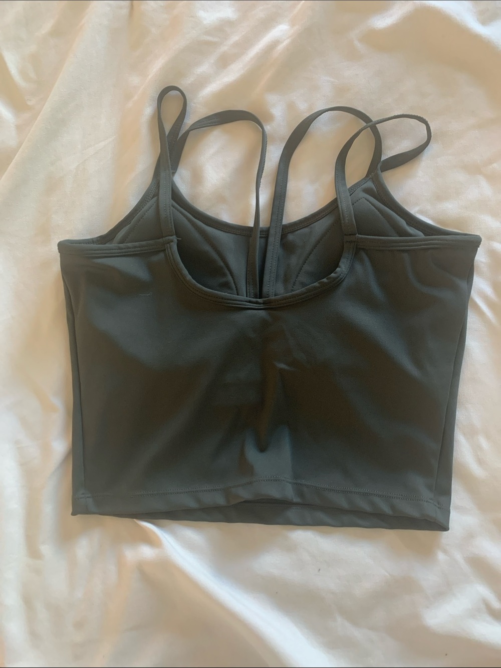 Dark forrest green cropped tank with built in bra. - Picture 2 of 3